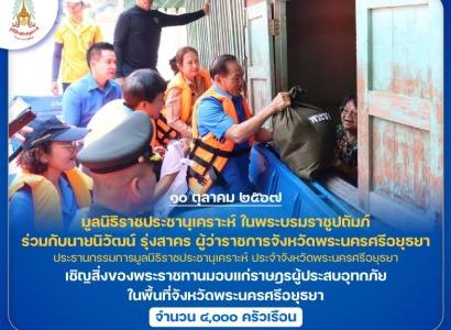 <strong>อ่านเพิ่มเติมเกี่ยวกับ</strong><br>มูลนิธิราชประชานุเคราะห์ ในพระบรมราชูปถัมภ์ ร่วมกับนายนิวัฒน์ รุ่งสาคร ผู้ว่าราชการจังหวัดพระนครศรีอยุธยา เชิญสิ่งของพระราชทานมอบแก่ราษฎรผู้ประสบอุทกภัย ในพื้นที่จังหวัดพระนครศรีอยุธยา มูลนิธิราชประชานุเคราะห์ ในพระบรมราชูปถัมภ์ ร่วมกับนายนิวัฒน์ รุ่งสาคร ผู้ว่าราชการจังหวัดพระนครศรีอยุธยา เชิญสิ่งของพระราชทานมอบแก่ราษฎรผู้ประสบอุทกภัย ในพื้นที่จังหวัดพระนครศรีอยุธยา